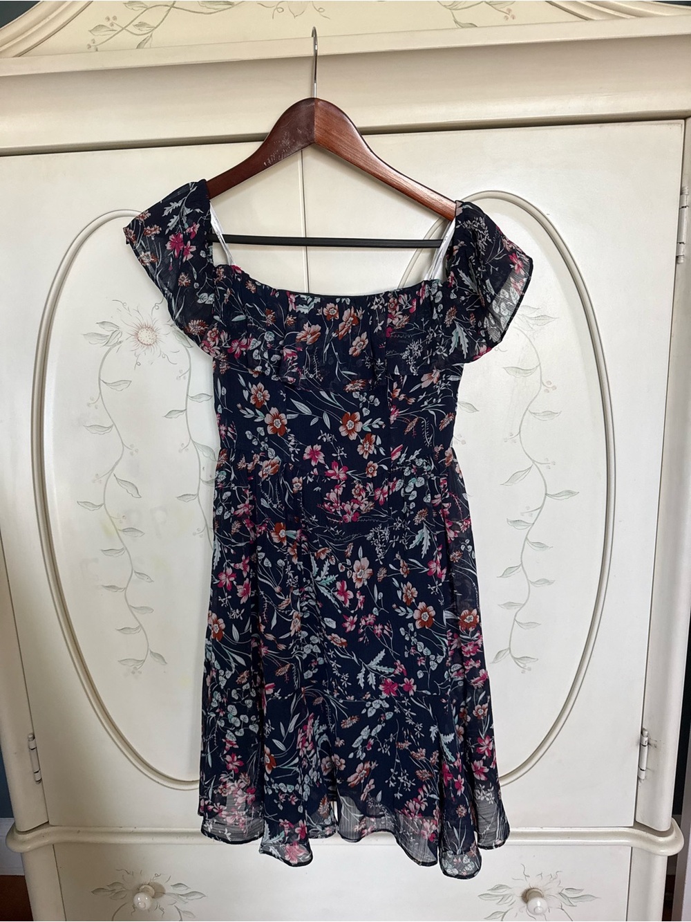 Lulu's Navy One-Shoulder Floral Summer Dress